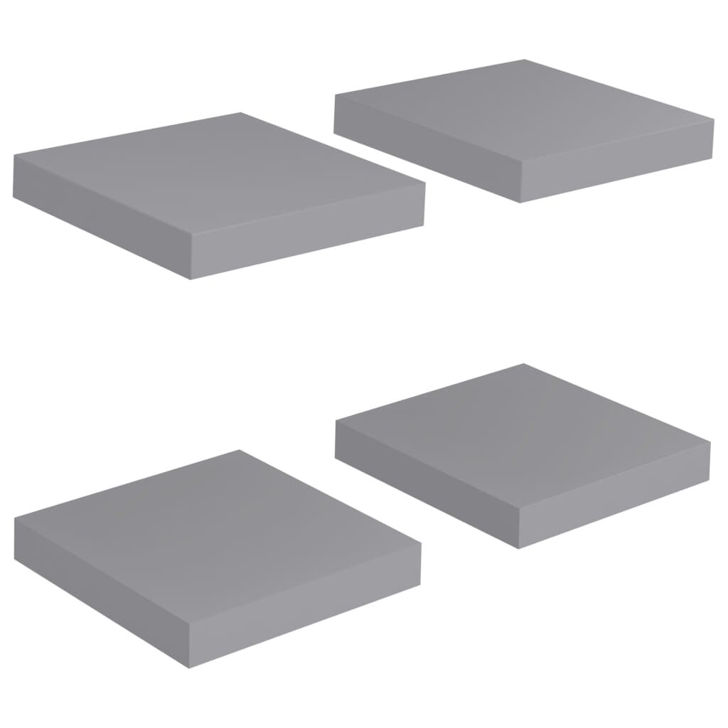 vidaXL Ράφια Τοίχου 4 τεμ. Γκρι 23x23,5x3,8 εκ. MDF