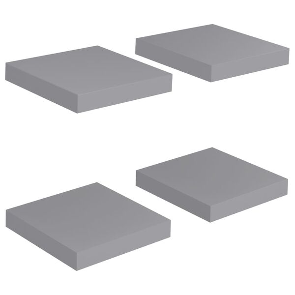 vidaXL Ράφια Τοίχου 4 τεμ. Γκρι 23x23,5x3,8 εκ. MDF