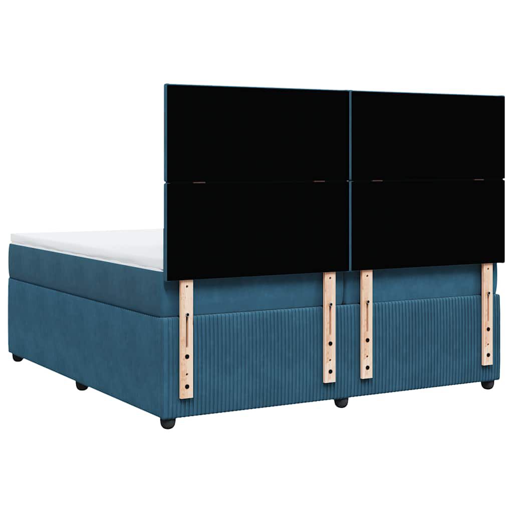 vidaXL Κρεβάτι Boxspring με Στρώμα Σκούρο Μπλε 200x200 εκ. Βελούδινο