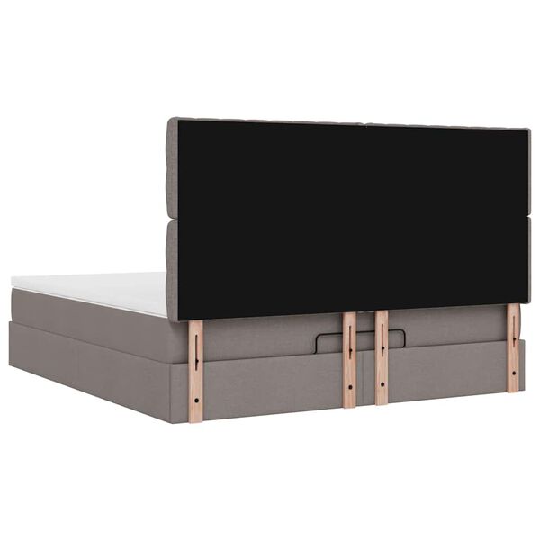 vidaXL Οθωμανικό κρεβάτι με στρώμα Taupe 180x200cm ύφασμα