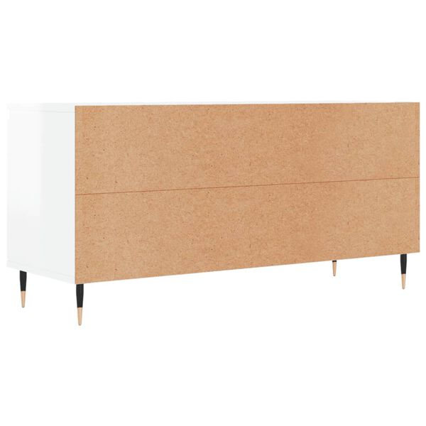 vidaXL Έπιπλο Τηλεόρασης Γυαλ. Λευκό 104 x 35 x 50 εκ. Επεξεργ. Ξύλο