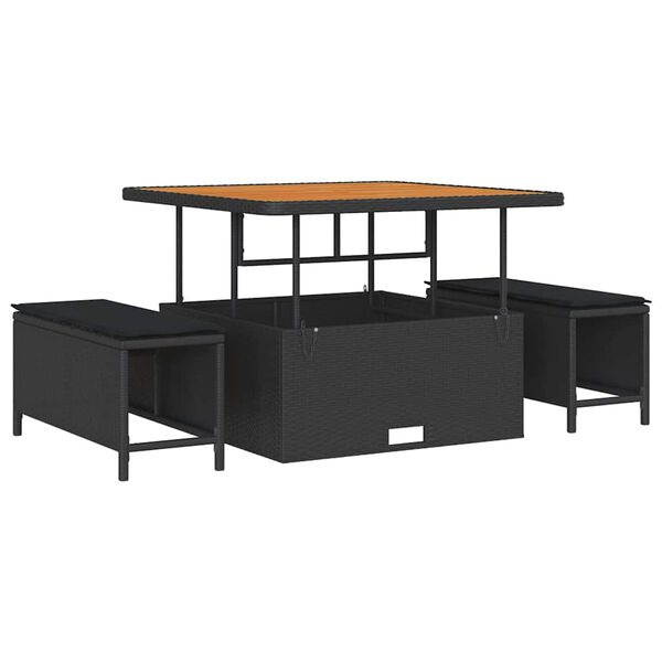 vidaXL Σετ Καναπέ Κήπου με μαξιλάρι 13 pcs Μαύρο συνθετικό ρατάν