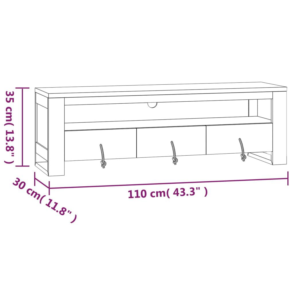 vidaXL Έπιπλο Τηλεόρασης 110 x 30 x 35 εκ. από Μασίφ Ξύλο Teak