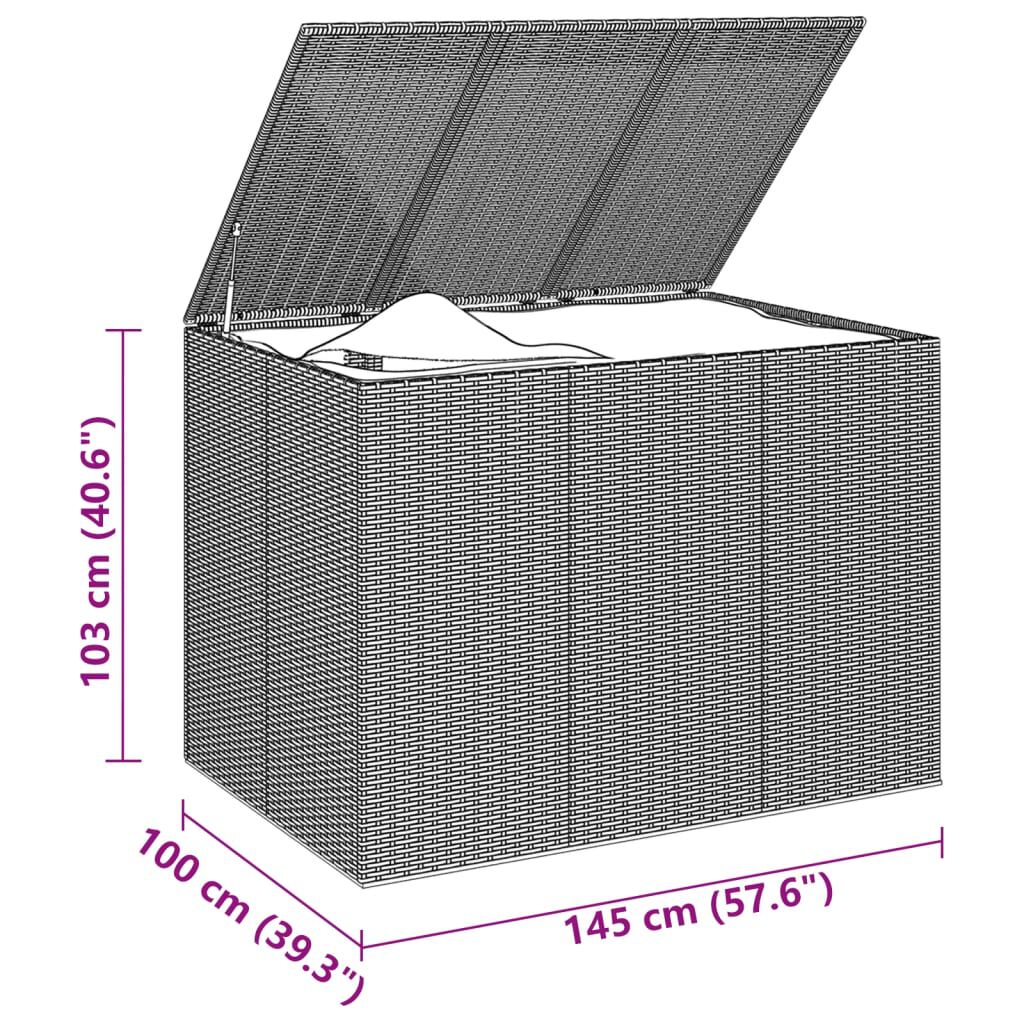 vidaXL Κουτί Μαξιλαριού Κήπου Καφέ 145x100x103 εκ. Ρατάν Πολυαιθ.