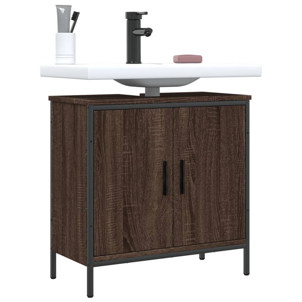 vidaXL Ντουλάπι Νιπτήρα Μπάνιου Καφέ Δρυς 60x30x60 εκ. Επεξ. Ξύλο