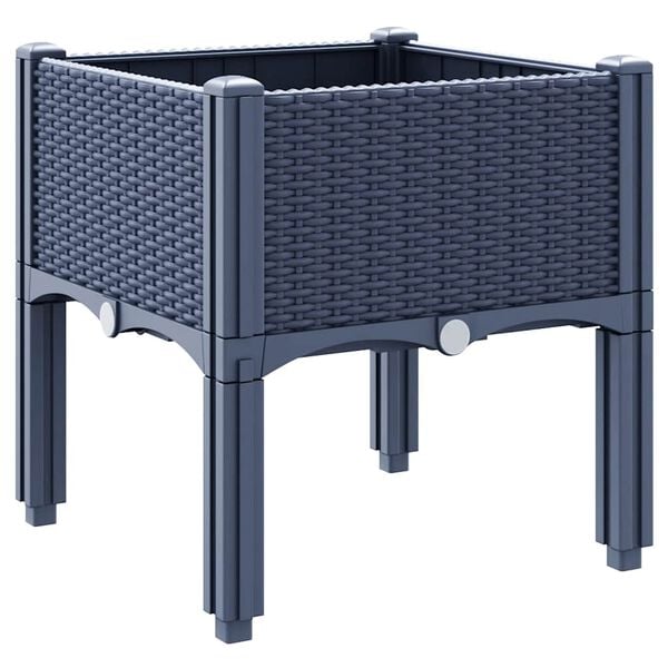 vidaXL Ζαρντινιέρα Κήπου με Πόδια Μπλε Γκρι 40x40x42 εκ. από Πολυπροπυλένιο