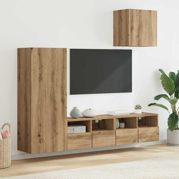 vidaXL &Mu;&omicron;&nu;ά&delta;&epsilon;&sigmaf; &Tau;&omicron;ί&chi;&omicron;&upsilon; &Tau;&eta;&lambda;&epsilon;ό&rho;&alpha;&sigma;&eta;&sigmaf; 4 pcs Artisan Oak &Epsilon;&pi;&epsilon;&xi;&epsilon;&rho;&gamma;&alpha;&sigma;&mu;έ&nu;&omicron; &xi;ύ&lambda;&omicron;