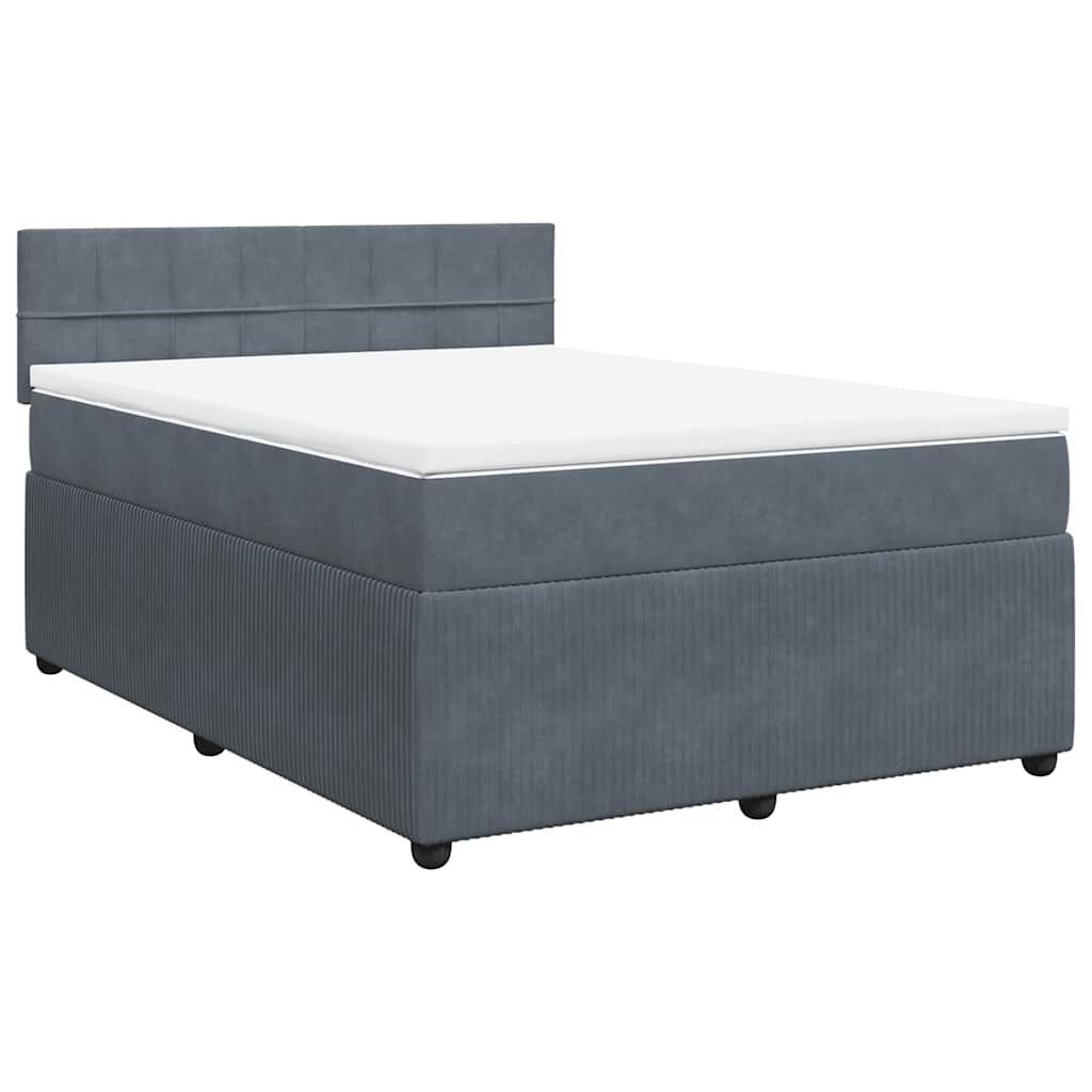 vidaXL Κρεβάτι Boxspring με Στρώμα Σκούρο Γκρι 140x190 εκ. Βελούδινο
