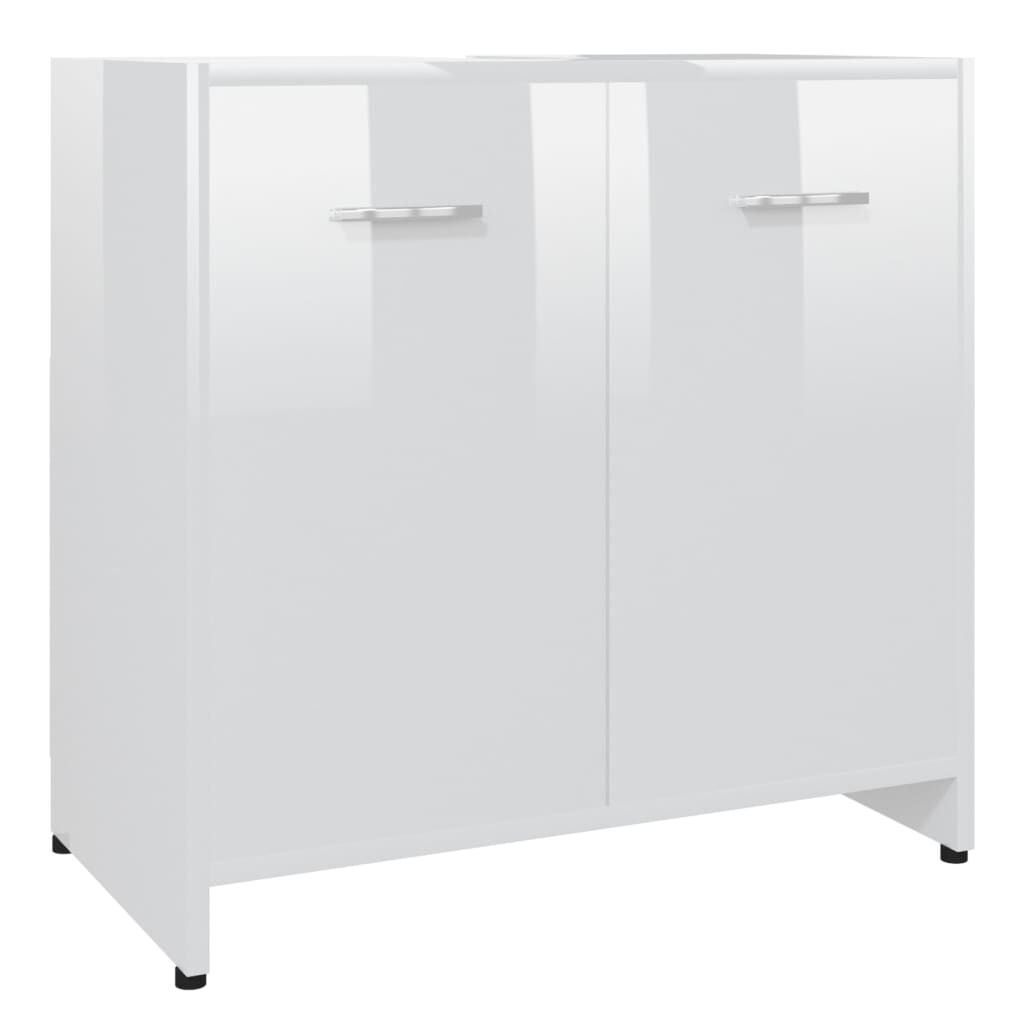 vidaXL Ντουλάπι Νιπτήρα Γυαλιστερό Λευκό 60 x 33 x 61 εκ. Επεξ. Ξύλο
