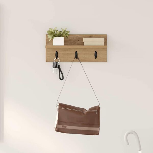 vidaXL Τοίχου Κρεμάστρα με ράφι artisan δρυς 40 x 10.5 x 18 εκ