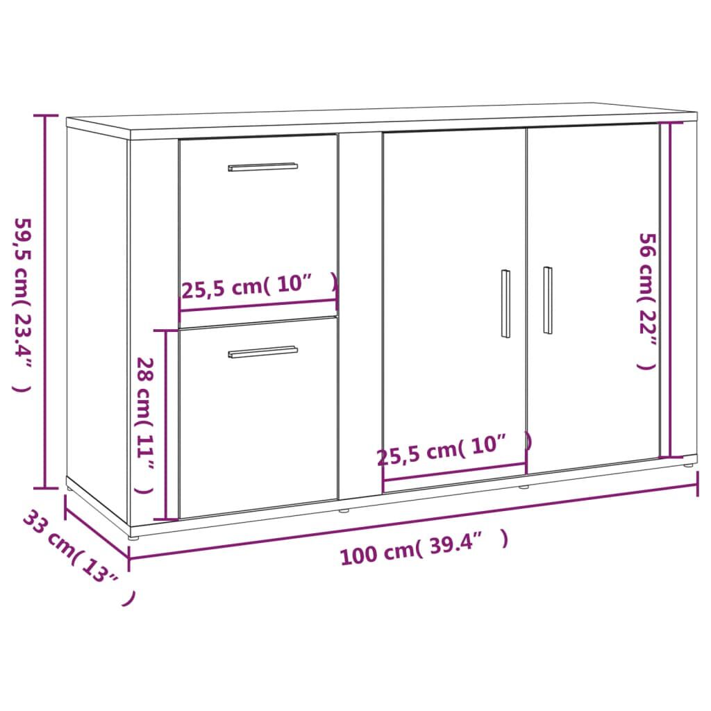 vidaXL Ντουλάπι Γυαλιστερό Λευκό 100x33x59,5 εκ. Επεξεργασμένο Ξύλο