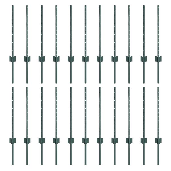 vidaXL Πό posts φράχτη 22 pcs Πράσινο 100 cm Ατσάλι