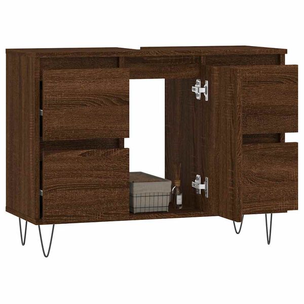 vidaXL Ντουλάπι Μπάνιου Καφέ Δρυς 80 x 33 x 60 εκ. Επεξεργασμένο Ξύλο