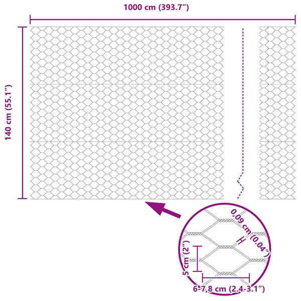 vidaXL Εξαγωνικός Φράχτης Πράσινος 1.4x10 μ Χάλυβας