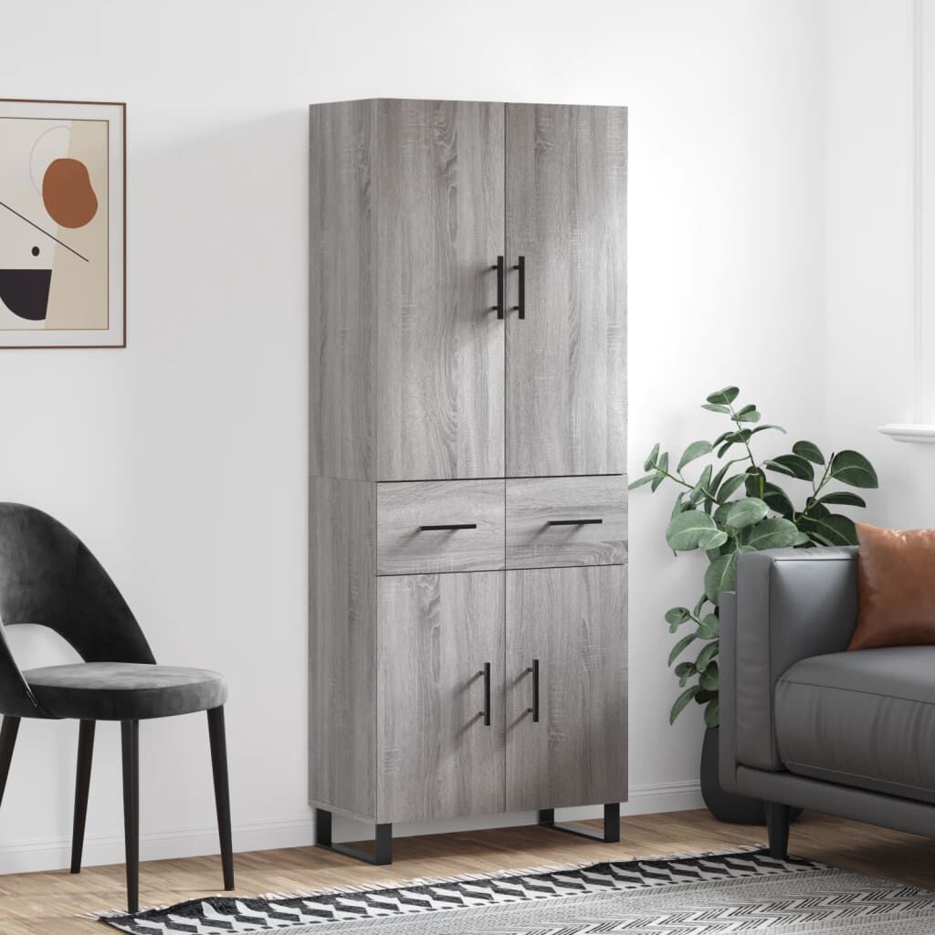 vidaXL Ντουλάπι Γκρι Sonoma 69,5 x 34 x 180 εκ. Επεξεργασμένο Ξύλο