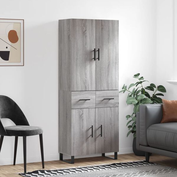 vidaXL Ντουλάπι Γκρι Sonoma 69,5 x 34 x 180 εκ. Επεξεργασμένο Ξύλο