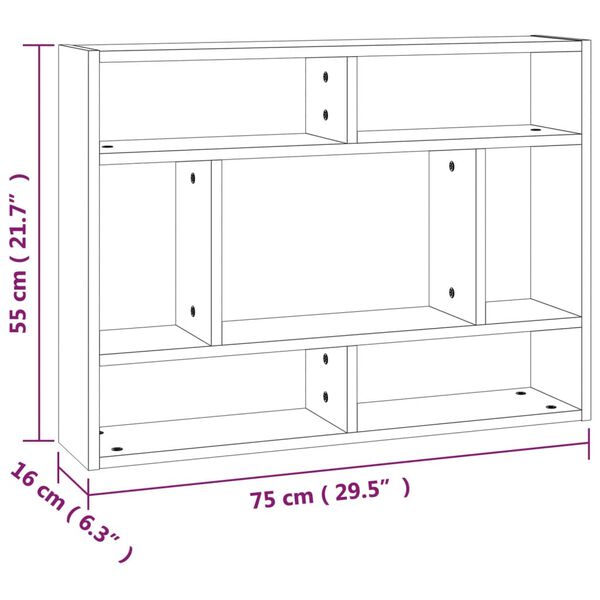 vidaXL Ραφιέρα Τοίχου Καφέ Δρυς 75x16x55 εκ. από Επεξεργασμένο Ξύλο