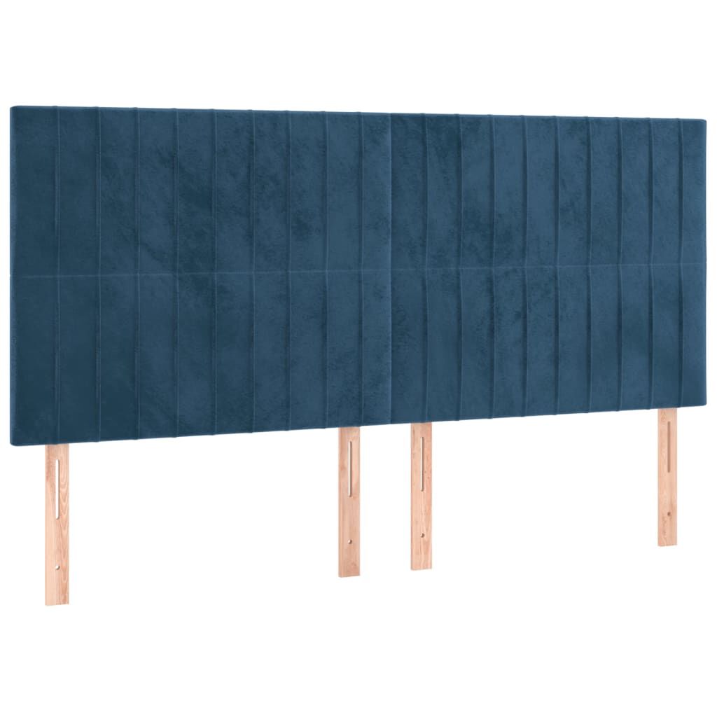 vidaXL Κρεβάτι Boxspring με Στρώμα & LED Σκ. Μπλε 200x200εκ. Βελούδινο