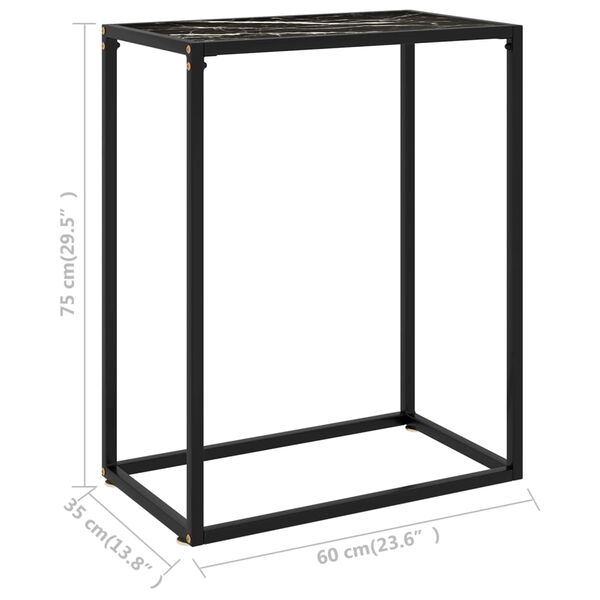 vidaXL Τραπέζι Κονσόλα Μαύρο 60 x 35 x 75 εκ. από Ψημένο Γυαλί