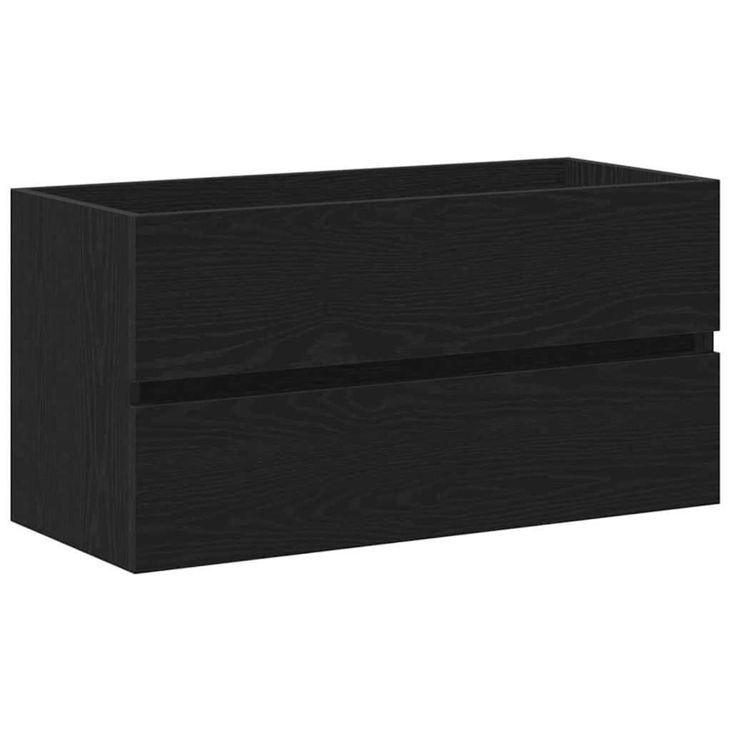 vidaXL Ντουλάπι Νεροχύτη με συρτάρι Μαύρη Οξυά 90 x 38.5 x 45 cm