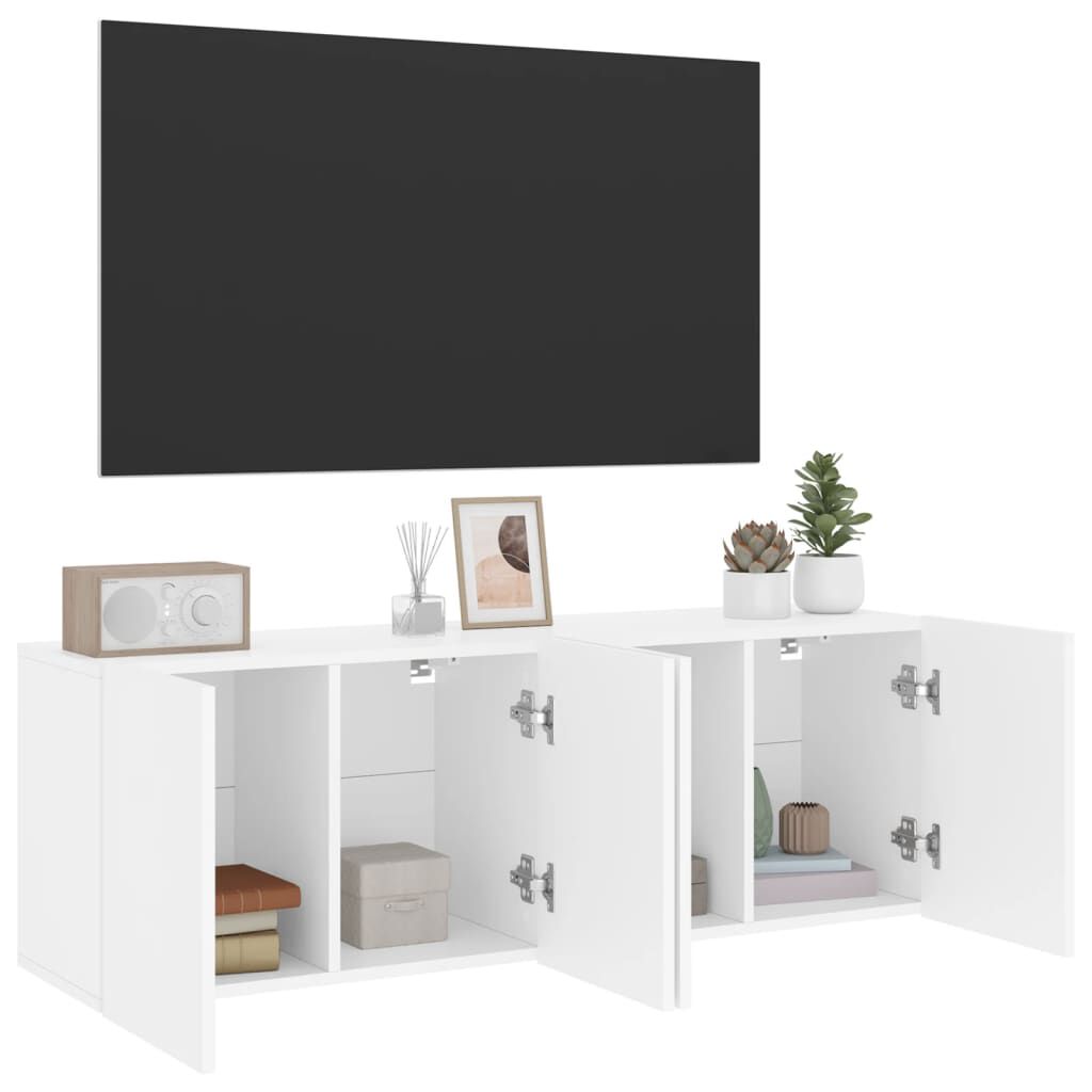 vidaXL Έπιπλα Τοίχου Τηλεόρασης 2 Τεμ. Λευκά 60 x 30 x 41 εκ.
