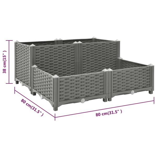 vidaXL Ζαρντινιέρα 80 x 80 x 38 εκ. από Πολυπροπυλένιο