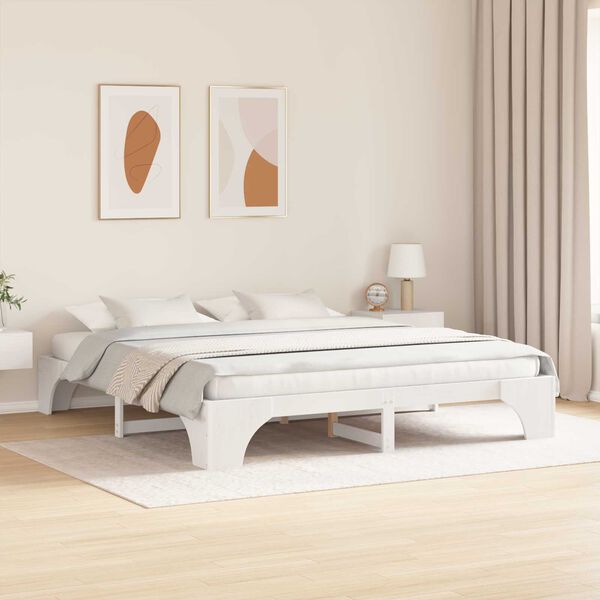 vidaXL Κρεβάτι Λευκό Ξύλο 180 x 200 εκ. Κρεβάτι Ορθογώνιο Μοντέρνο