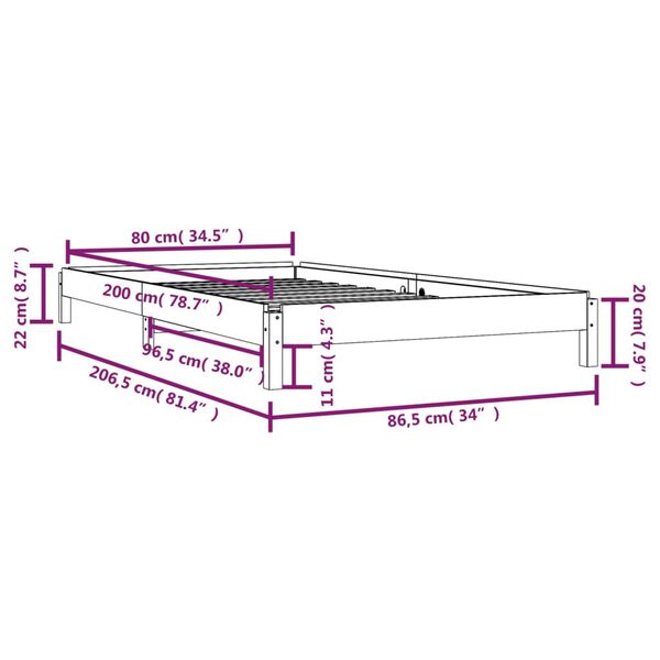 vidaXL Κρεβάτι Στοιβαζόμενο Λευκός 80 x 200 εκ. από Μασίφ Ξύλο Πεύκου