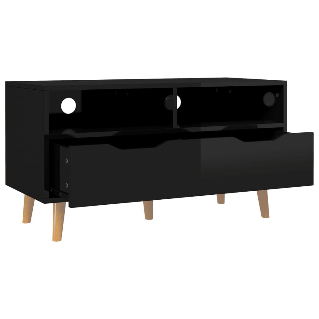 vidaXL Έπιπλο Τηλεόρασης Γυαλ. Μαύρο 90x40x48,5 εκ. Επεξεργασμένο Ξύλο