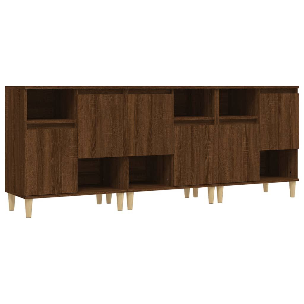 vidaXL Συρταριέρες 3 τεμ. Καφέ Δρυς 60x35x70 εκ. Επεξεργασμένο Ξύλο