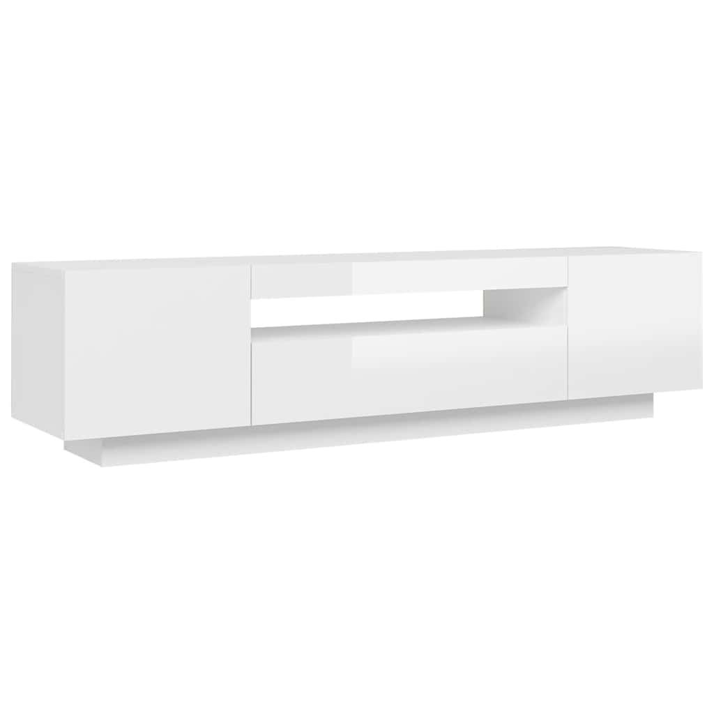 vidaXL Έπιπλο Τηλεόρασης με LED Γυαλιστερό Άσπρο 160x35x40 εκ.