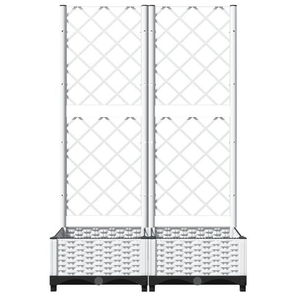 vidaXL Ζαρντινιέρα Κήπου με Καφασωτό Λευκή 80x40x121,5 εκ. Πολυπροπ.