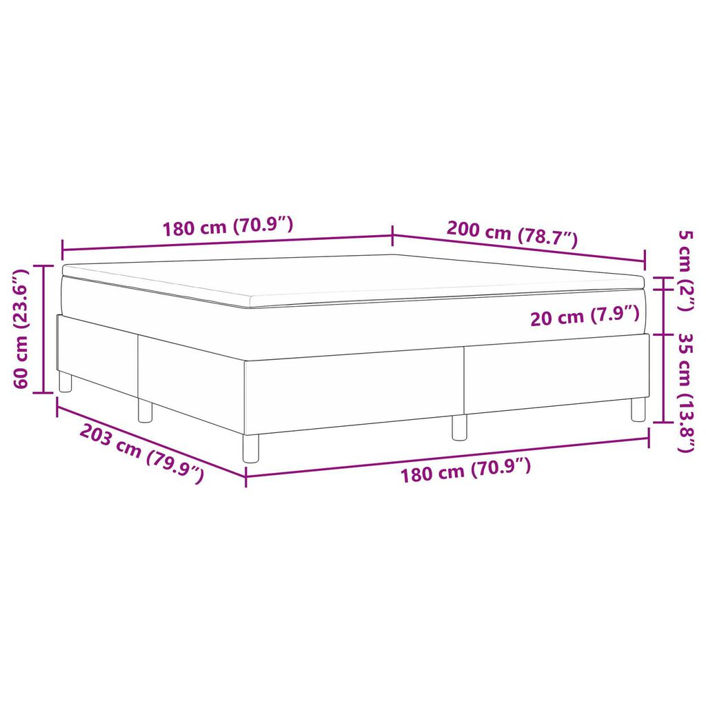 vidaXL Κρεβάτι Box Spring με Στρώμα - Κρέμ, Super King, Υφάσμα Κορντούρα