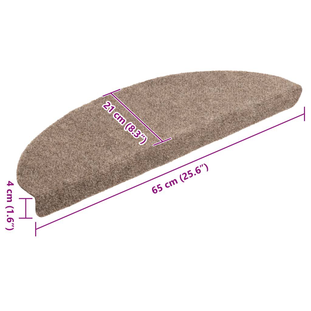 vidaXL Πατάκια Σκάλας Αυτοκόλ. 5 τεμ. Κρεμ 65x21x4 εκ. Βελονιασμένα