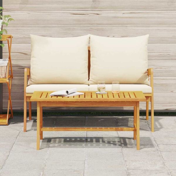 vidaXL Σετ μπιστρό με μαξιλάρι 2 pcs Φυσικό Λάδι Στερεό Ξύλο Ακακίας