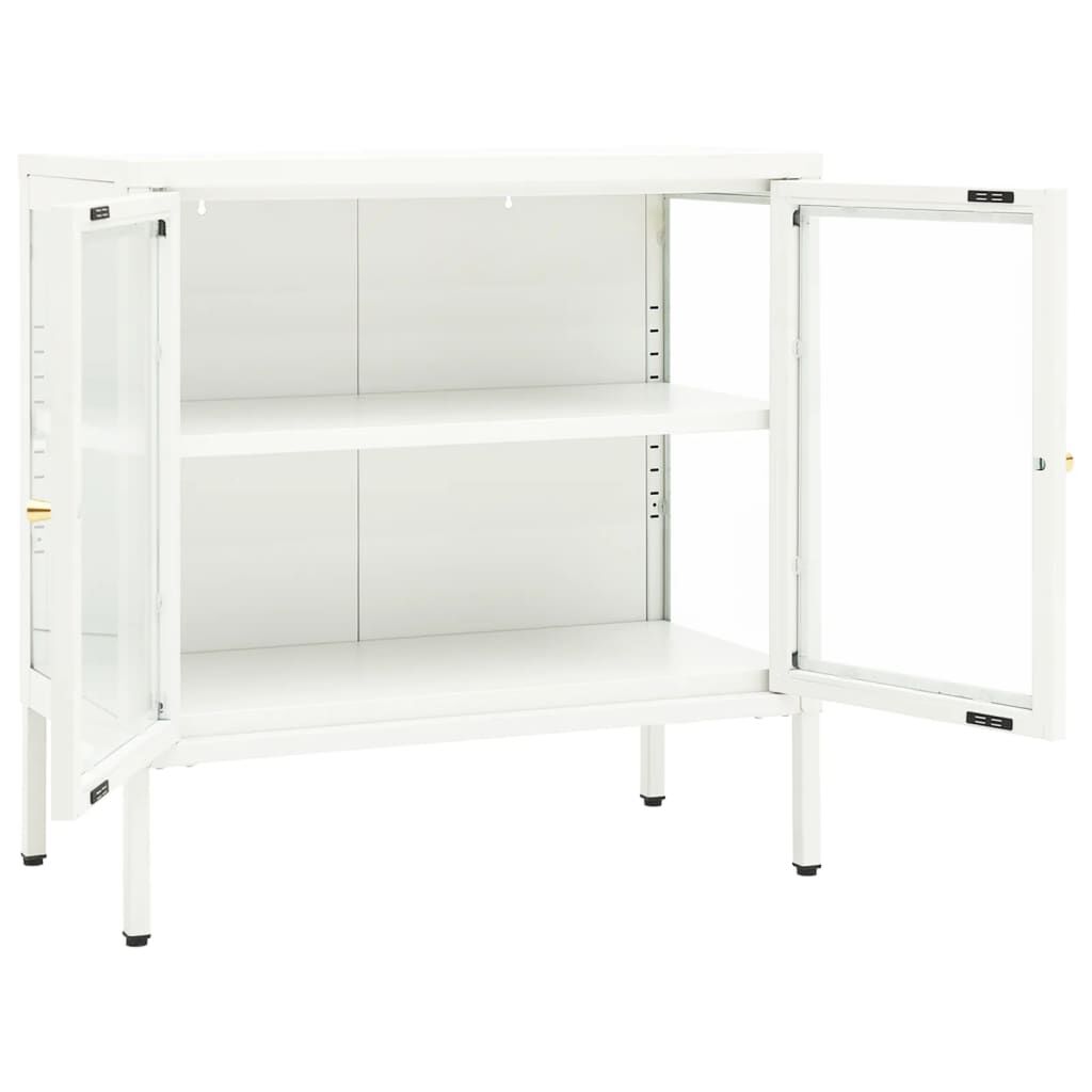 vidaXL Μπουφές Λευκός 70 x 35 x 70 εκ. από Ατσάλι και Γυαλί