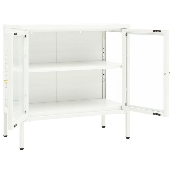 vidaXL Μπουφές Λευκός 70 x 35 x 70 εκ. από Ατσάλι και Γυαλί