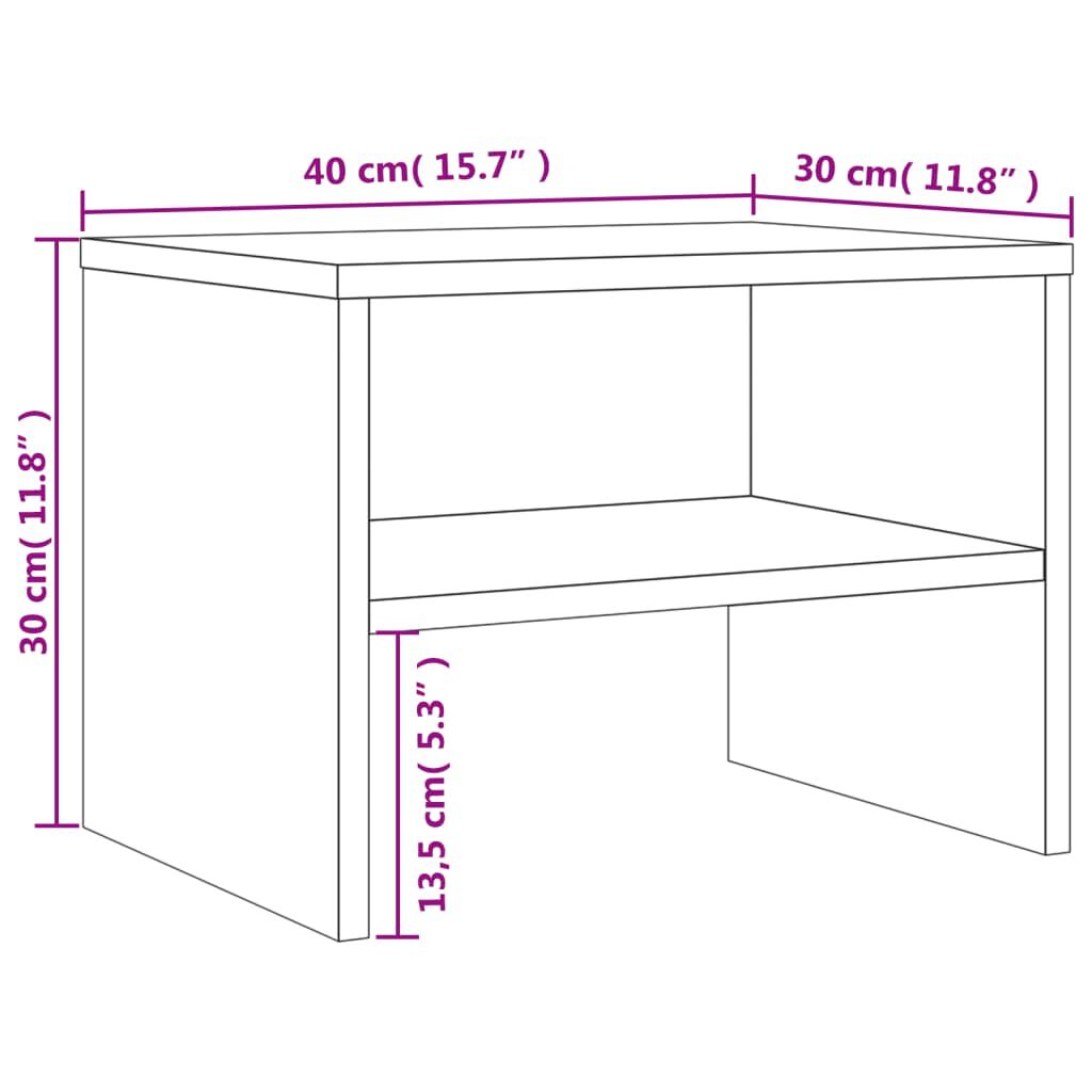 vidaXL Κομοδίνα 2 Τεμ. Γκρι Sonoma 40x30x30 εκ. από Επεξεργασμένο Ξύλο