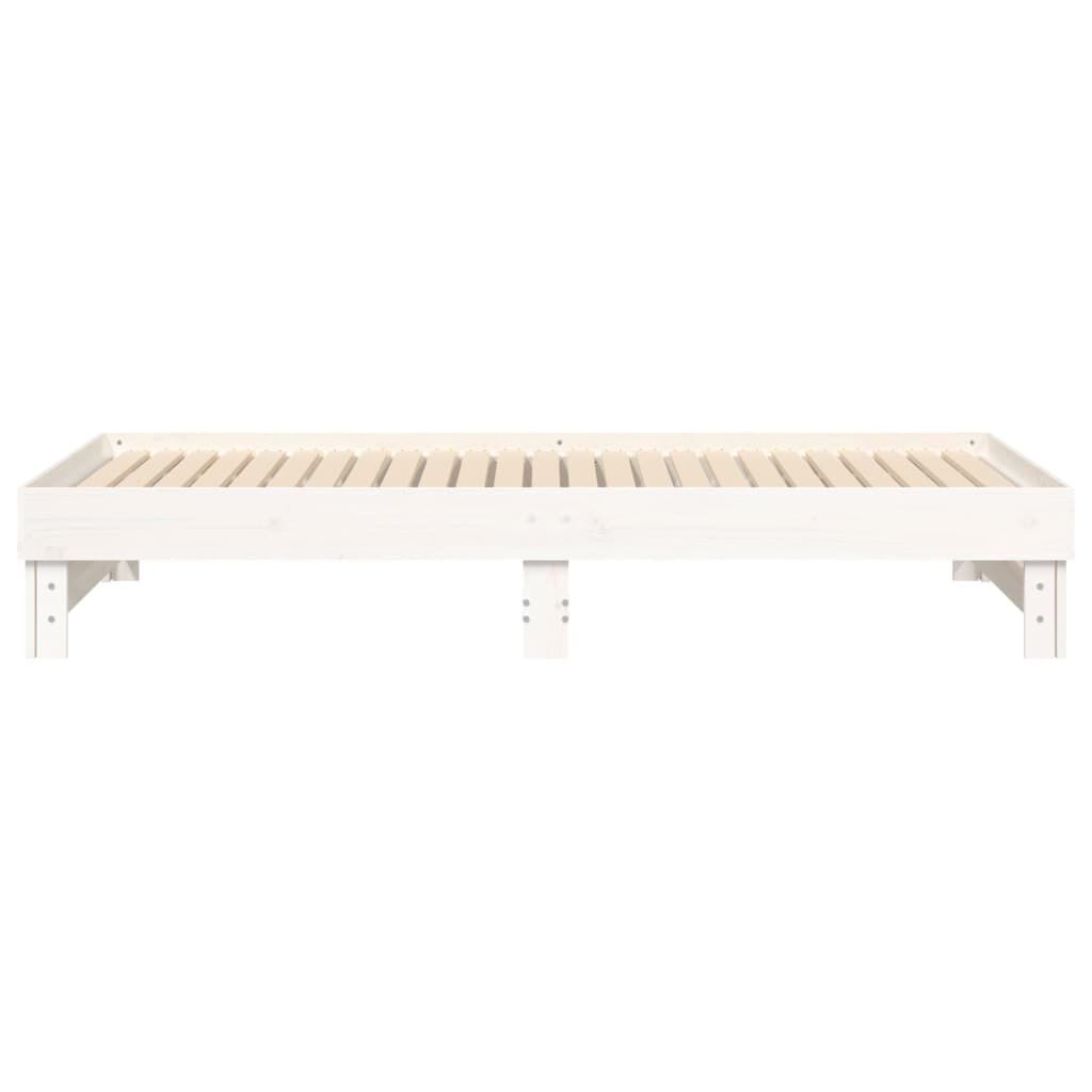 vidaXL Καναπές Κρεβάτι Συρόμενος Λευκός 2x(80x200) εκ. από Μασίφ Πεύκο