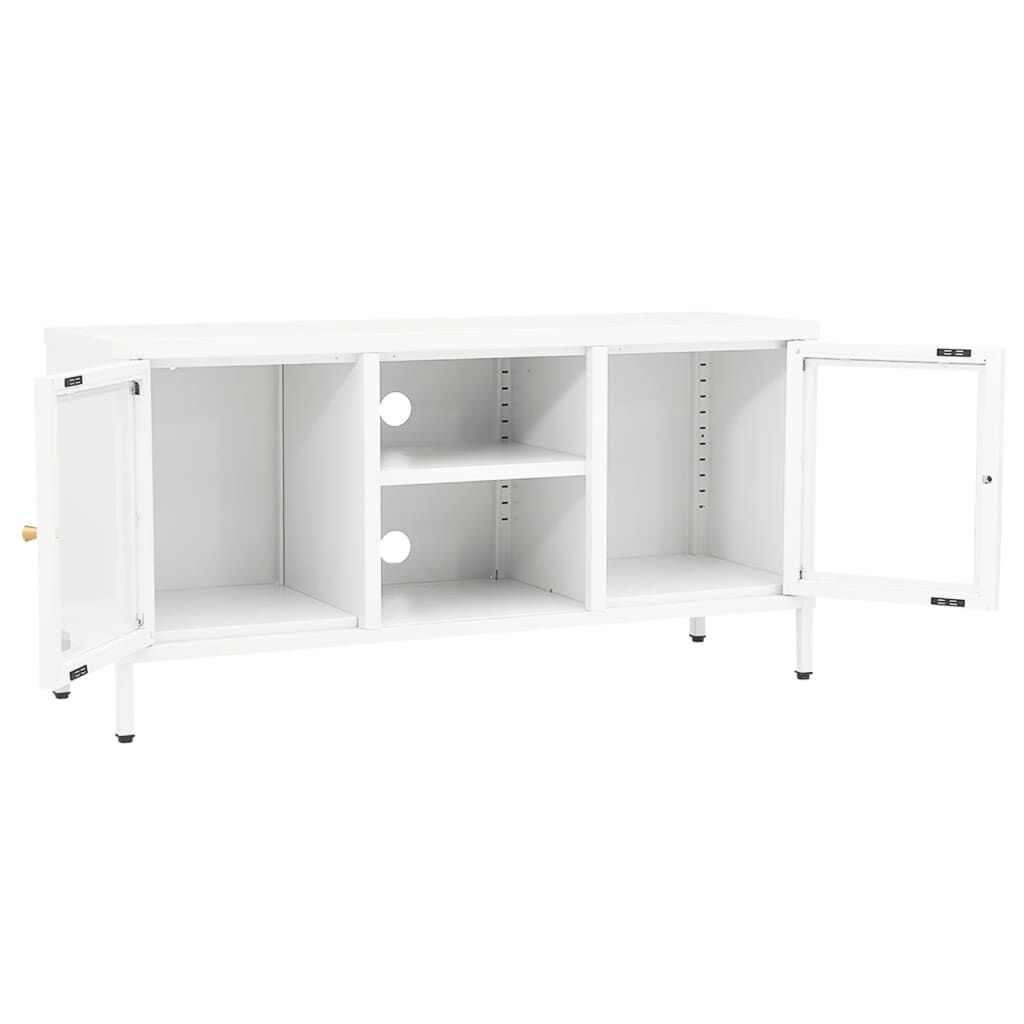 vidaXL Έπιπλο Τηλεόρασης Λευκό 105 x 35 x 52 εκ. από Ατσάλι και Γυαλί