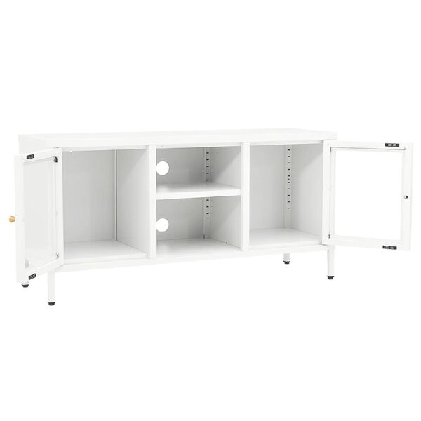 vidaXL Έπιπλο Τηλεόρασης Λευκό 105 x 35 x 52 εκ. από Ατσάλι και Γυαλί