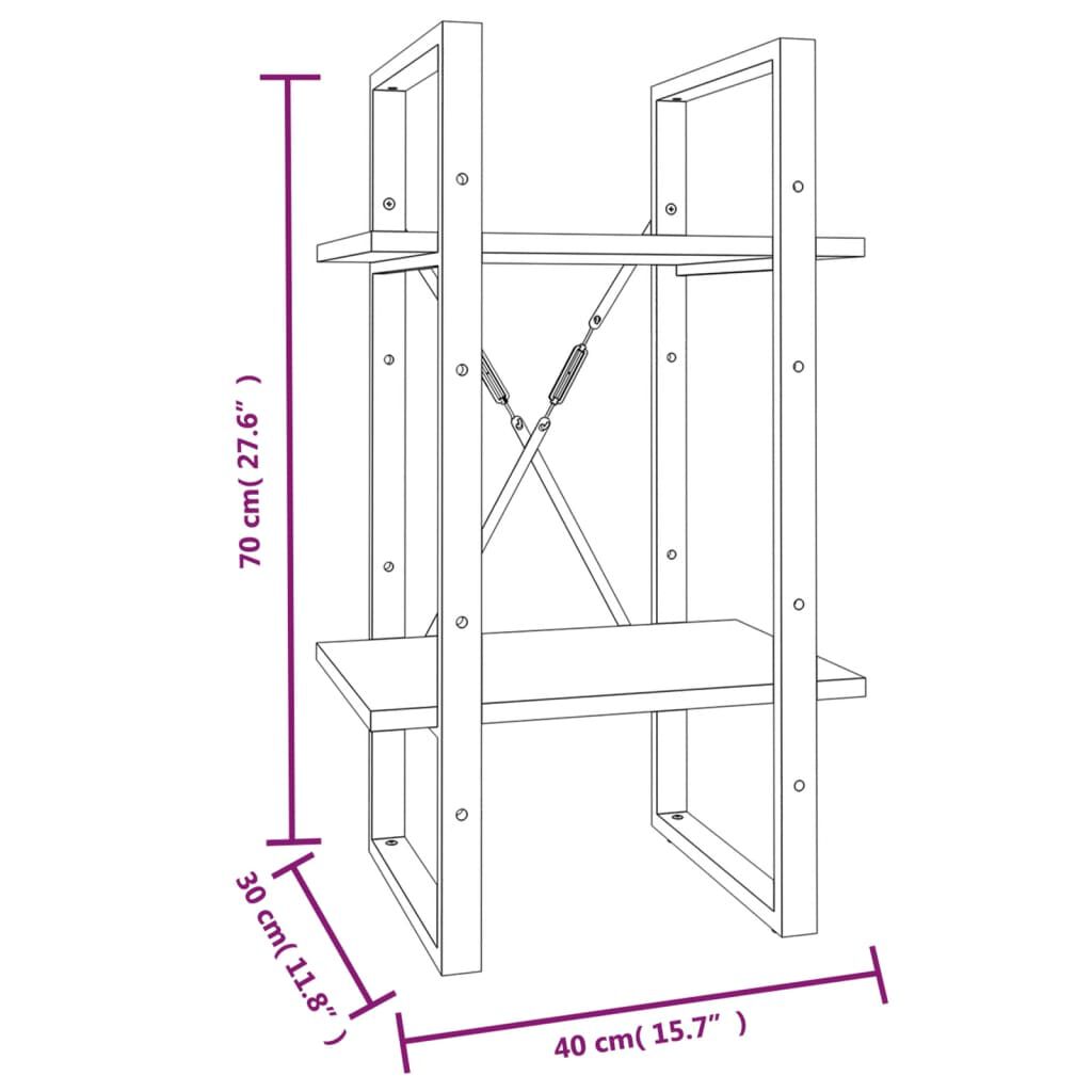 vidaXL Βιβλιοθήκη με 2 Ράφια Γκρι Sonoma 40x30x70 εκ. Επεξεργ. Ξύλο