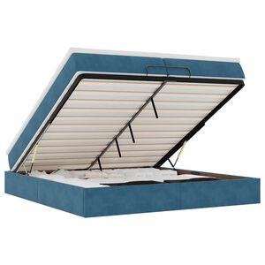 vidaXL Οθωμανικό κρεβάτι με στρώματα Σκούρο μπλε 200x200cm Velvet