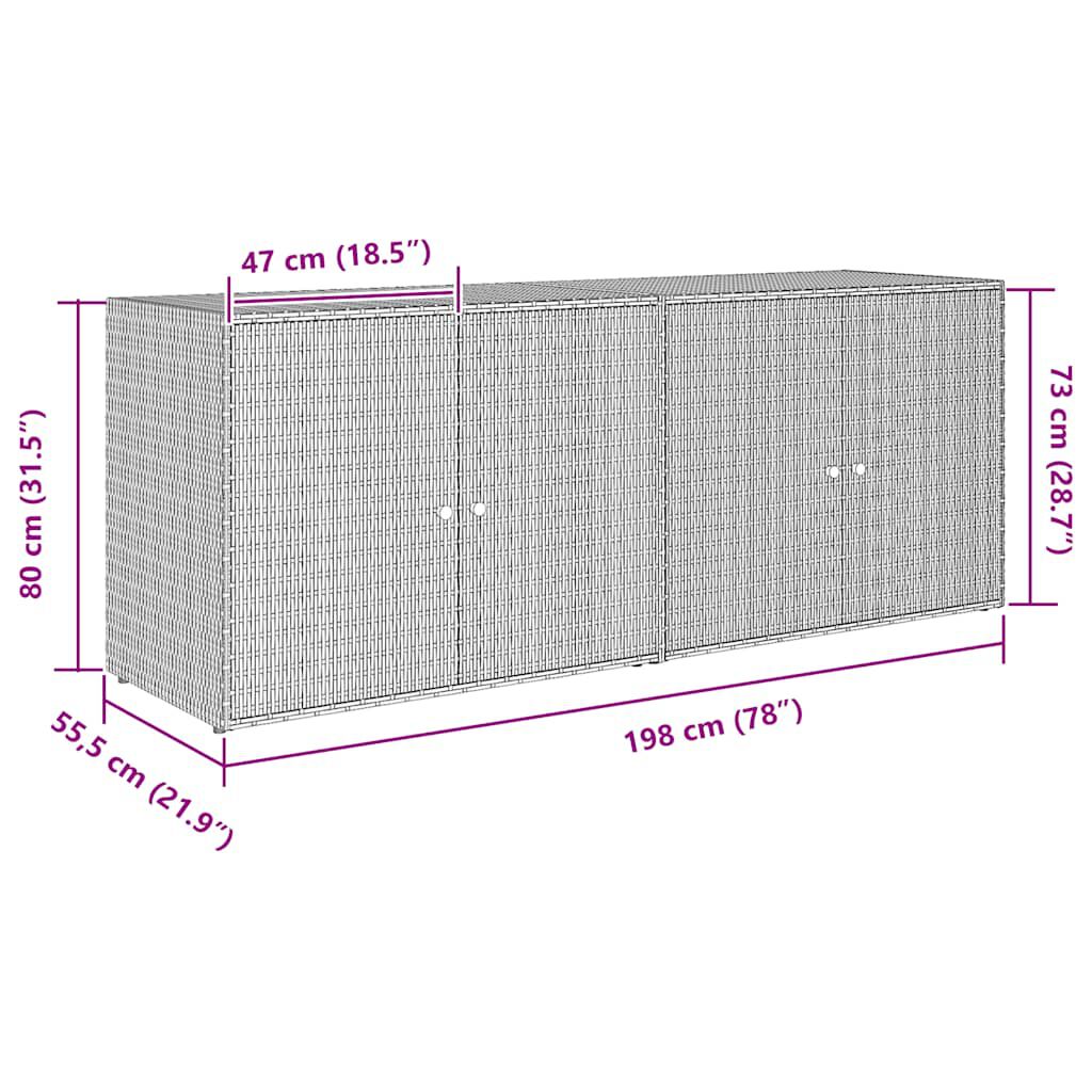 vidaXL Ντουλάπι Αποθήκευσης Κήπου Μαύρο 198x55,5x80 εκ Συνθετικό Ρατάν