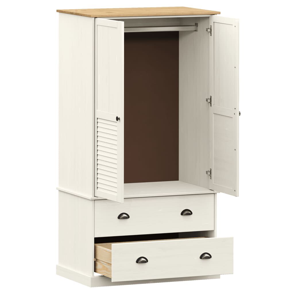 vidaXL Ντουλάπα VIGO Λευκή 90 x 55 x 170 εκ. από Μασίφ Ξύλο Πεύκου