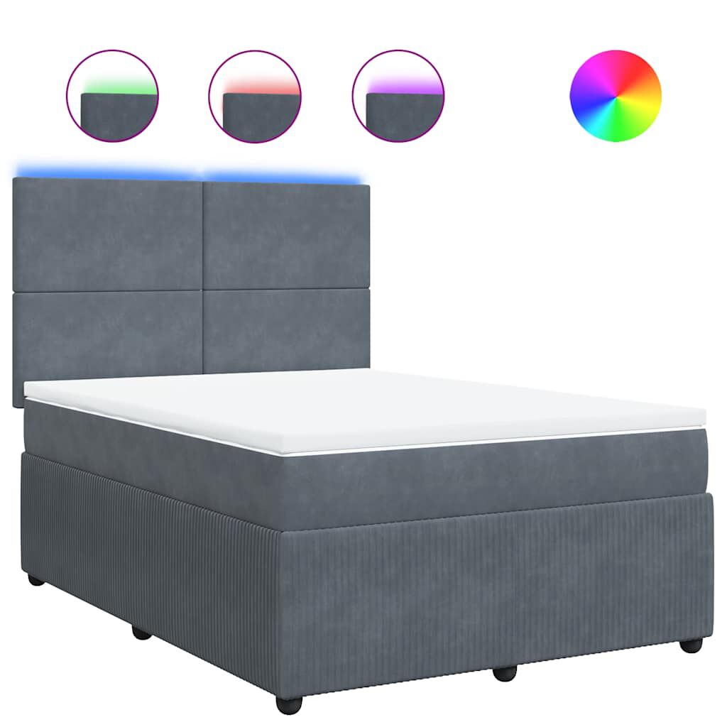 vidaXL Κρεβάτι Boxspring με Στρώμα Σκούρο Γκρι 160x200 εκ. Βελούδινο