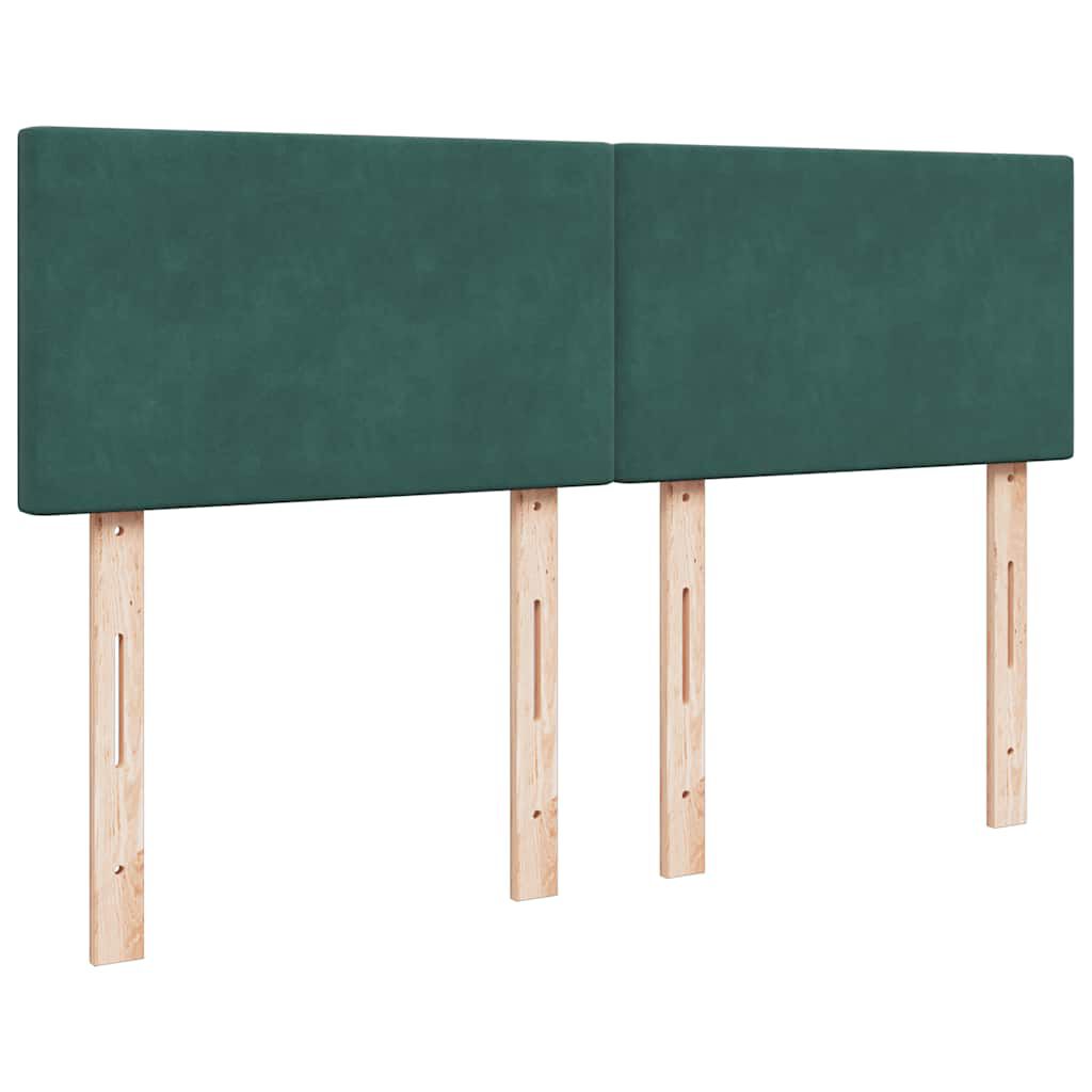 vidaXL Κρεβάτι Boxspring με Στρώμα Σκούρο Πράσινο 140x190εκ. Βελούδινο