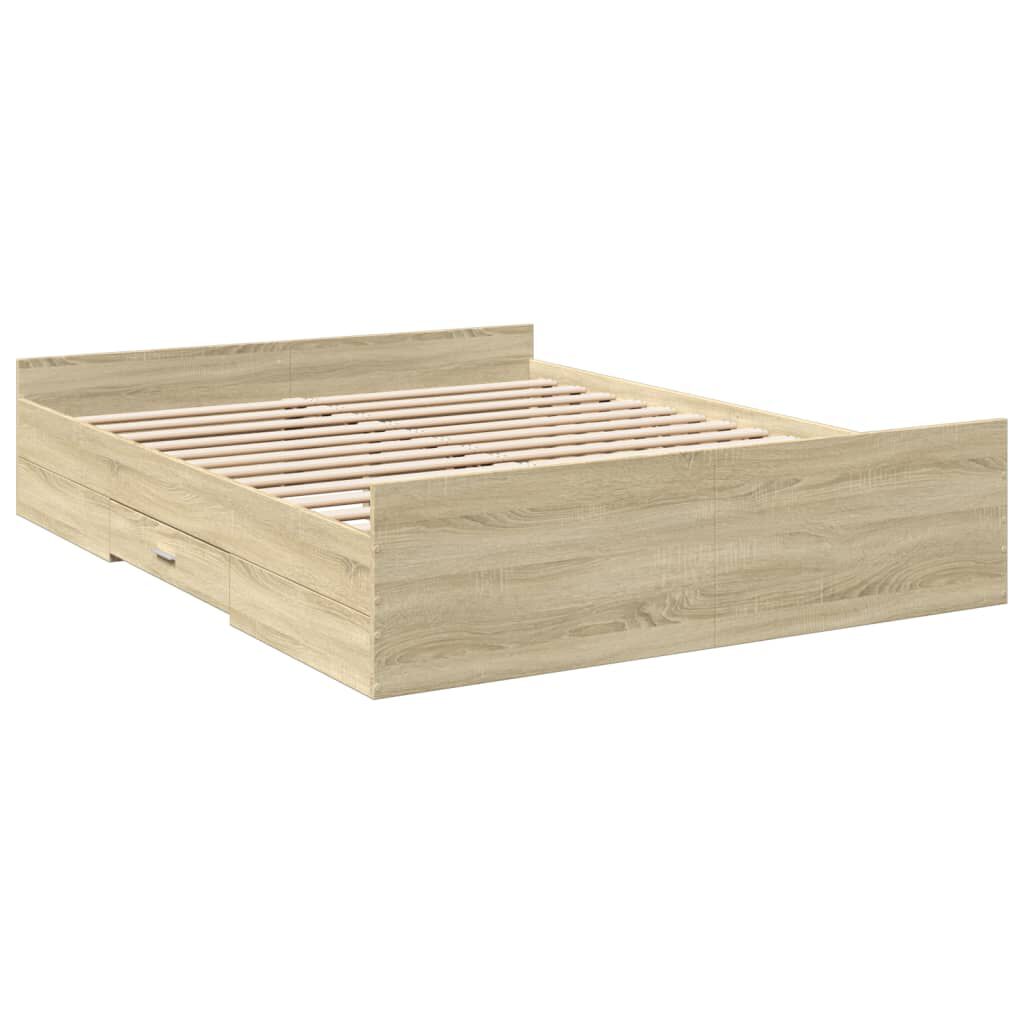 vidaXL Πλαίσιο Κρεβατιού με συρτάρια Sonoma Δρυς 140x200εκ. Επεξ. Ξύλο