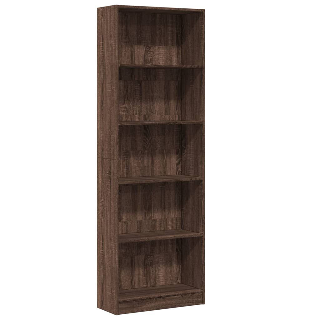 vidaXL Βιβλιοθήκη Καφέ Δρυς 60x24x176 εκ. από Επεξεργασμένο Ξύλο