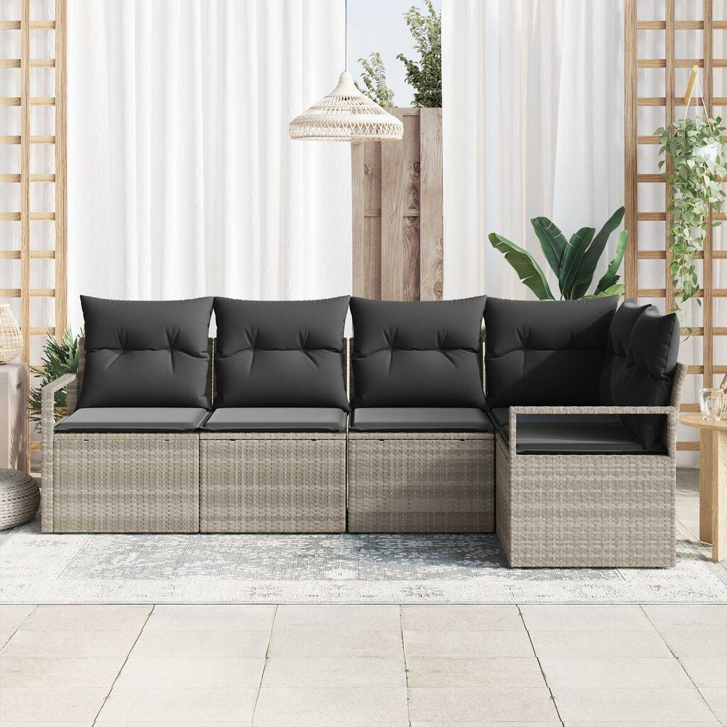 vidaXL Σετ Καναπέ Κήπου 5 pcs Ανοιχτό γκρι Πολυ ράταν